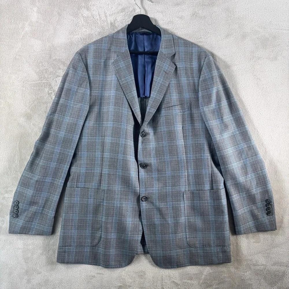 Brooks Brothers Regent Fit Blazer Mens 44R Gray Reda Wool Geometric Coat